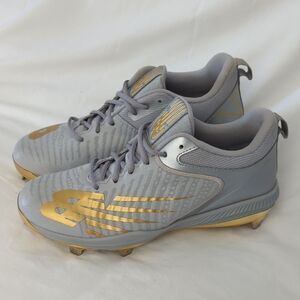 🔥 RARE New Balance 4040v6 "Trophy" Metal Baseball Cleats - Grey/Gold